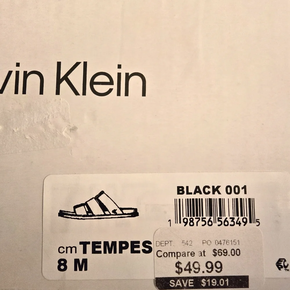 Calvin Klein Black Slide Sandals NWT 8